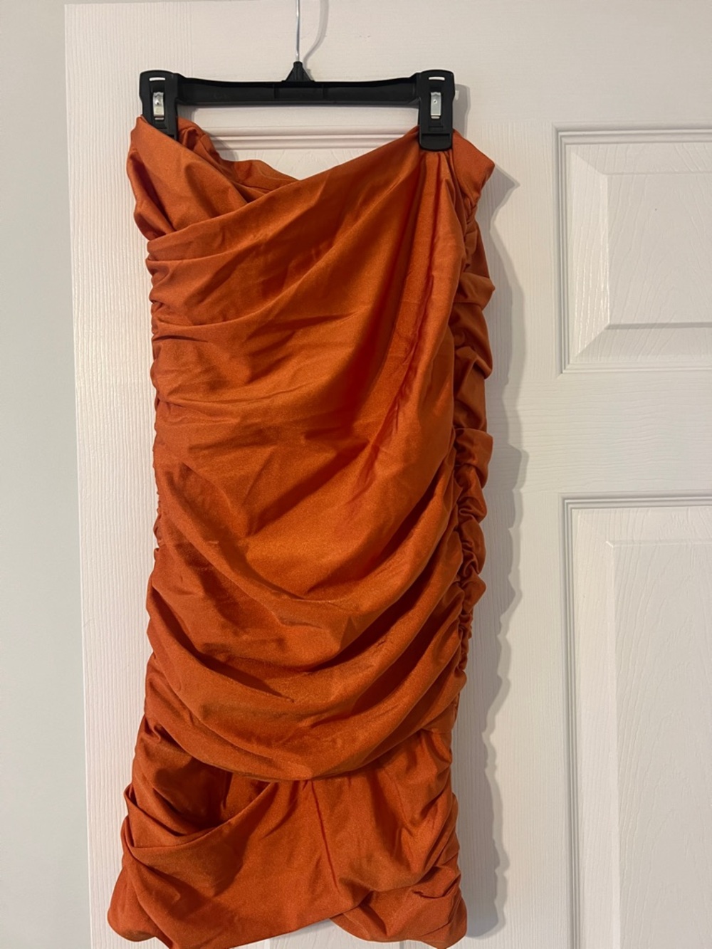 Tiger Mist Strapless Ruched Orange Cocktail Dress